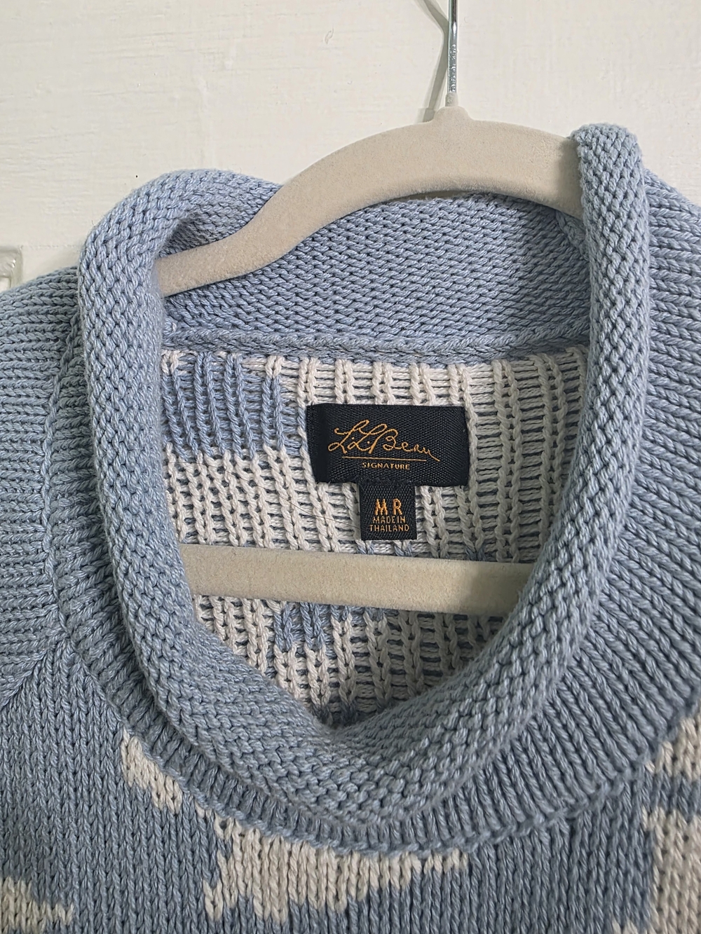 L.L. Bean Women's Turtleneck Sweater in Sky Blue & Olive with Scenic Intarsia - Picture 4 of 4
